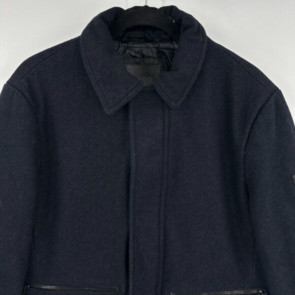 Calvin Klein Coat Mens Small Black Flap Pockets Long Sleeve Collared Full Zipper - Picture 3 of 9